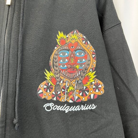 Soulquarius Men’s Full Zip Tour Hoodie Long Sleeve Pockets Black/Multi Size XL - Picture 4 of 9